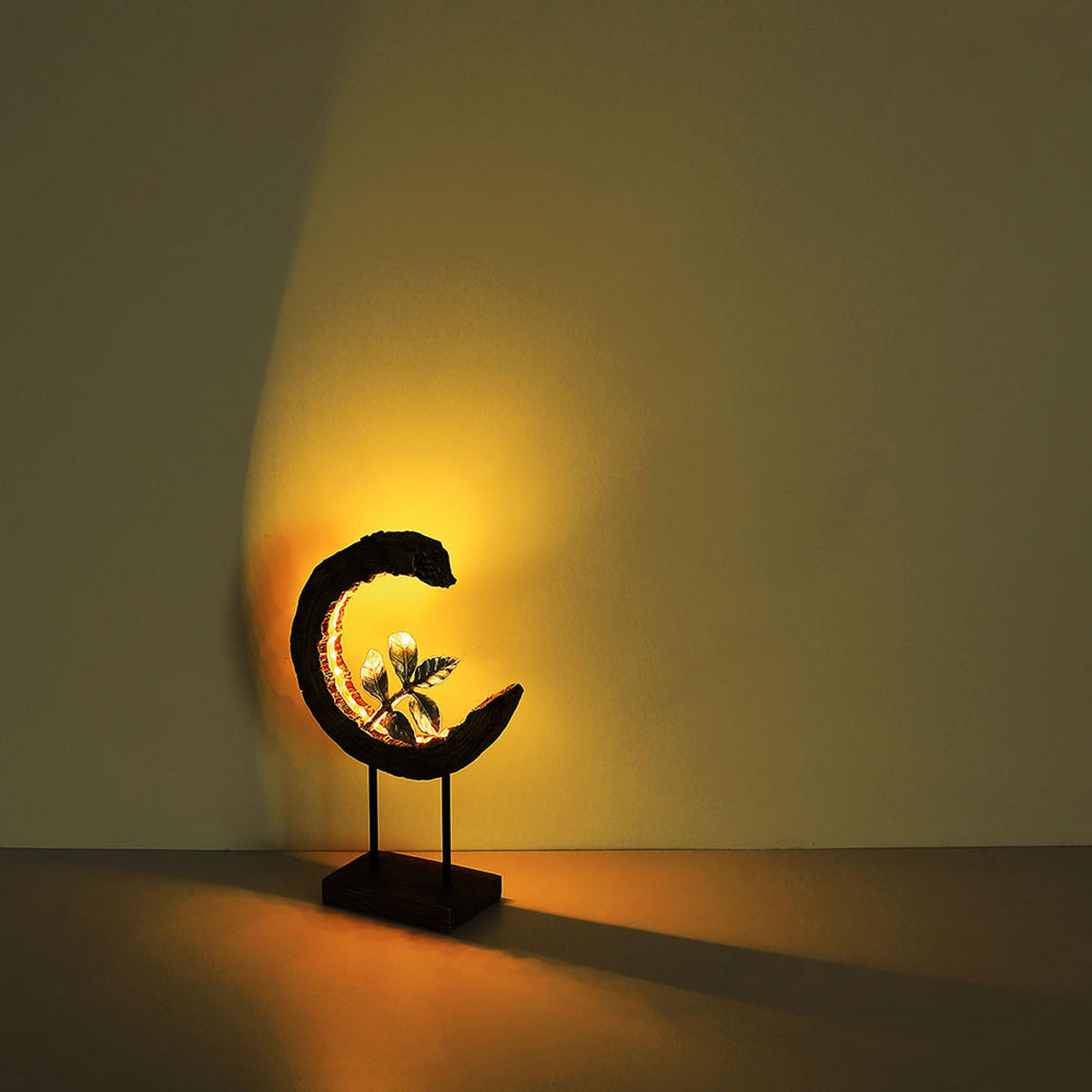 LED AUSSENLEUCHTE Holzoptik Braun Mondsichel Design - Braun, Metall (24/10/52cm) - Globo Lighting