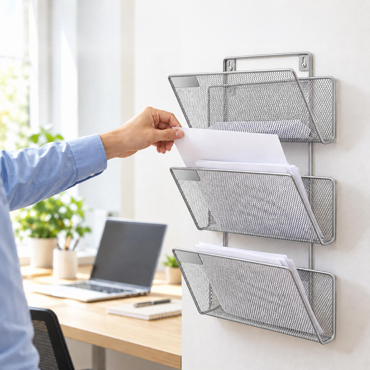 ZEITSCHRIFTENHALTER Silber Wandmontage 3 Ablagen - Silberfarben, Metall (32.5/41/12cm) - Relaxdays