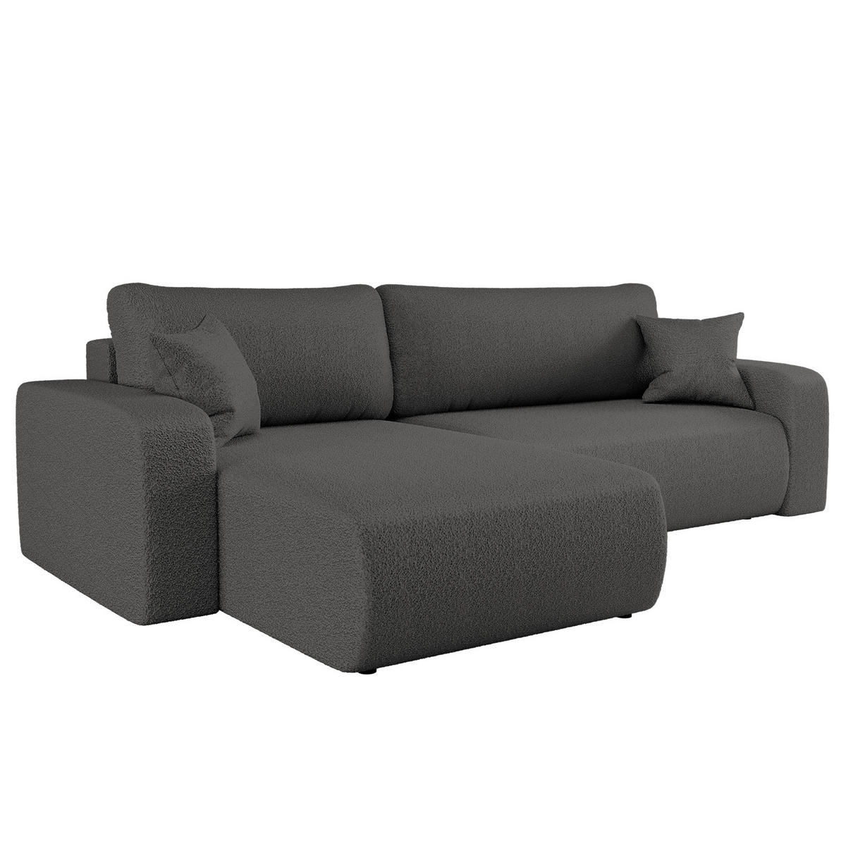 SCHLAFSOFA MILANO XL Und Bettkasten Stoff Quelle Graphit Links - Graphitfarben, Holz (145/82/274cm) - Kaiser Möbel