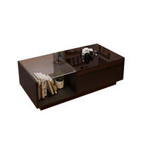 COUCHTISCH aus Spanplatte 100x50x33-46,5 cm in Schwarz mit LED-Beleuchtung - Schwarz, Holzwerkstoff (100/50/46.5cm) - Modfu