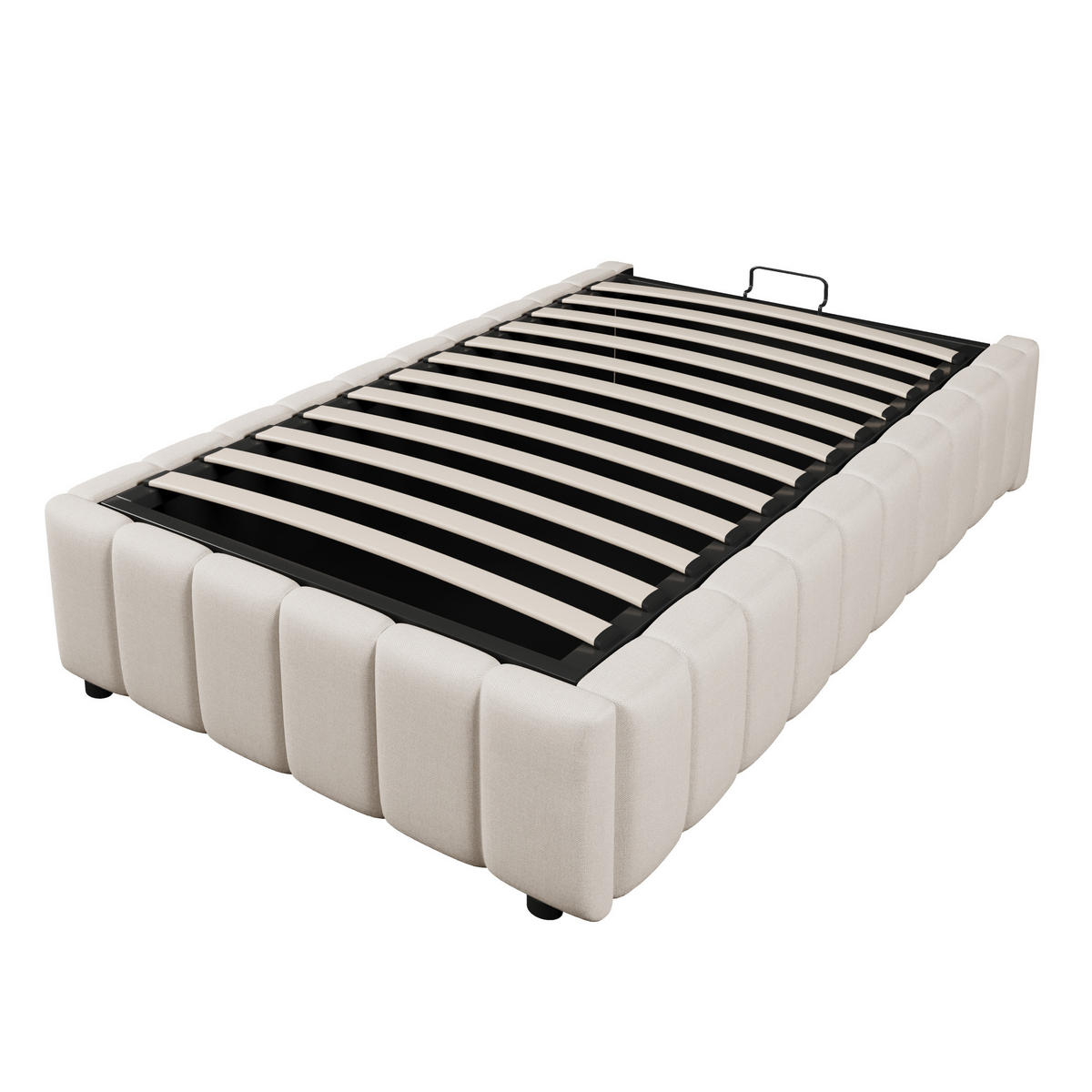 TAPECIRANI krevet 90/200 cm bež od lana s hidrauličnim spremištem bez uzglavlja - bež, tekstil (90/200cm) - OKWISH