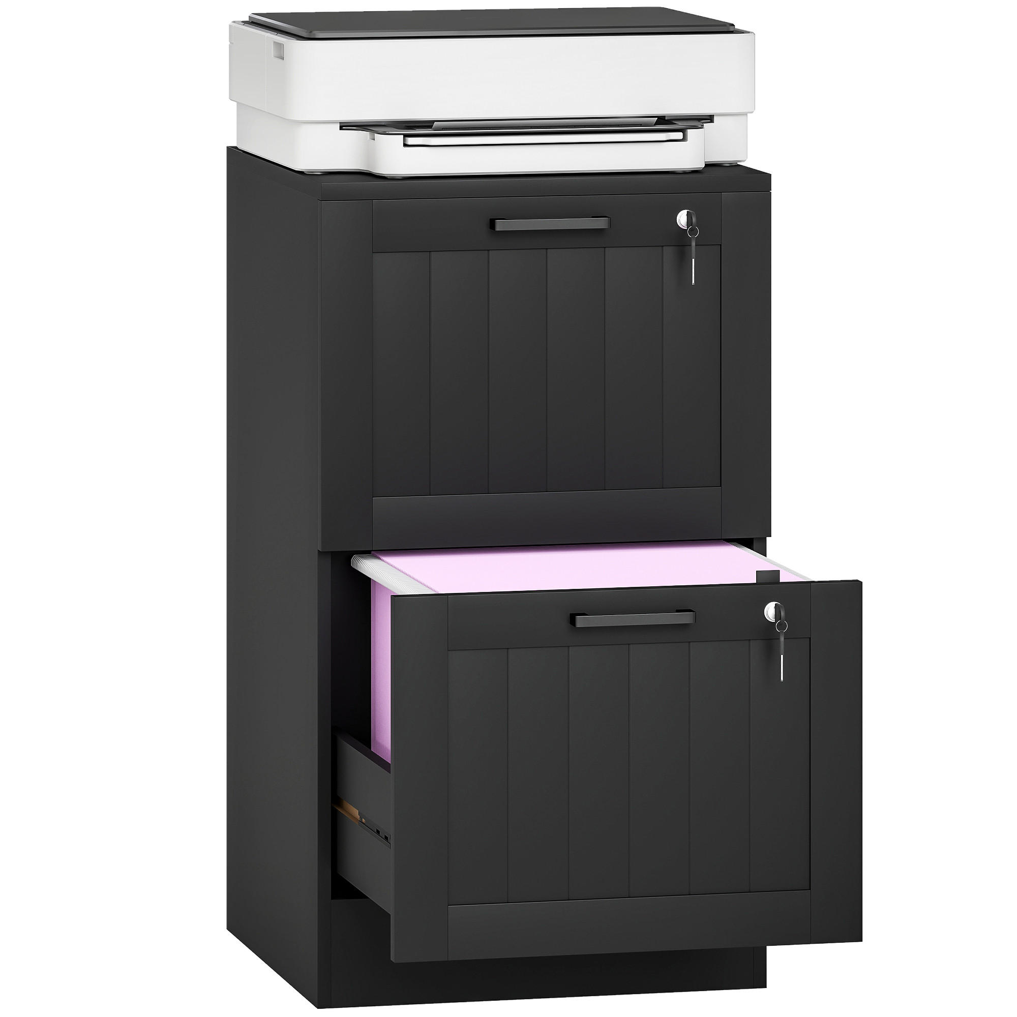 ROLLCONTAINER DE-14478 2 abschließbare Schubladen Schwarz - Schwarz, Holzwerkstoff (40/71/40cm) - ComfortXL