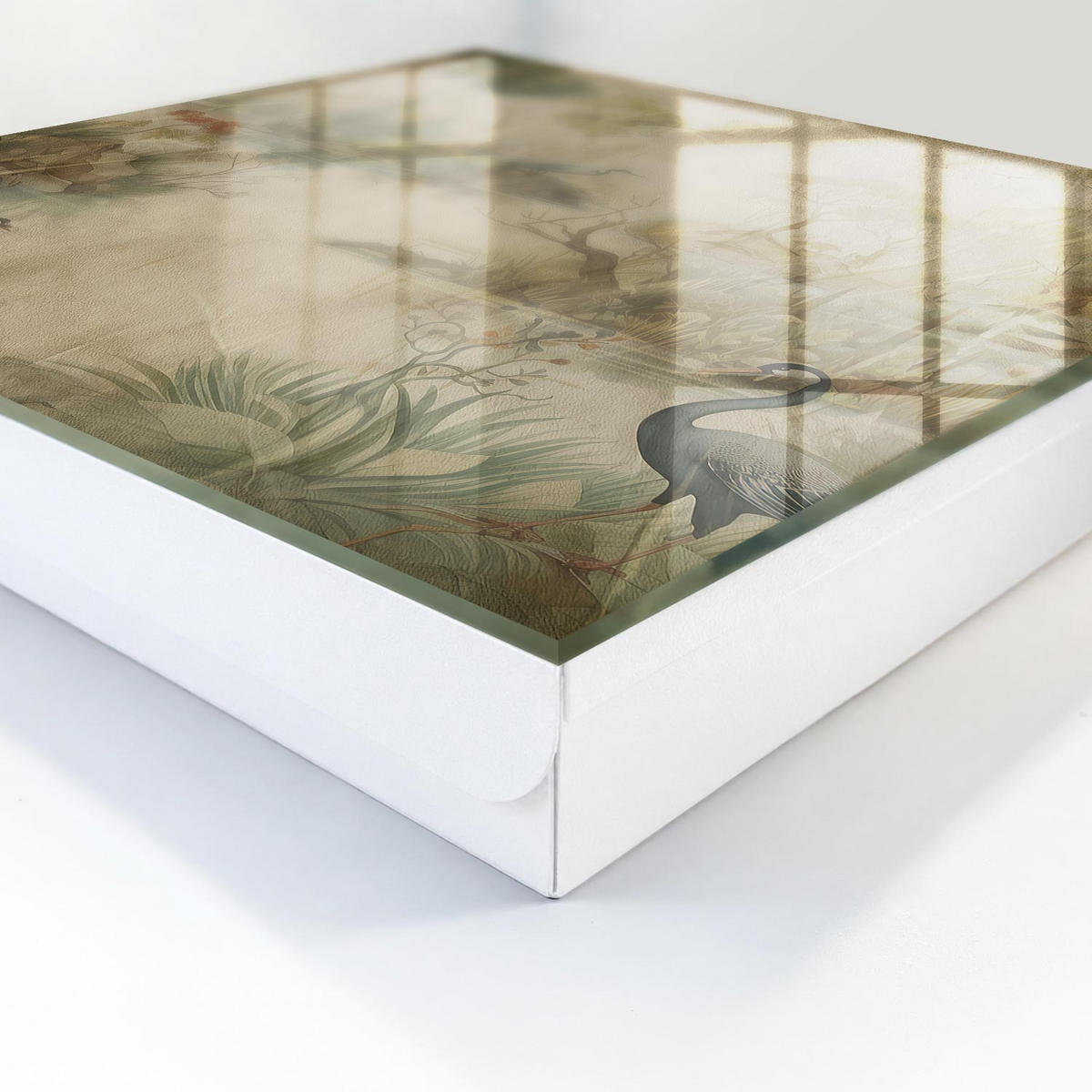 SCHLÜSSELBOX Weiß 30x30 cm – Türöffnung nach rechts - Idyllische Natur - Beige, Metall (30/30/5cm) - TULUP