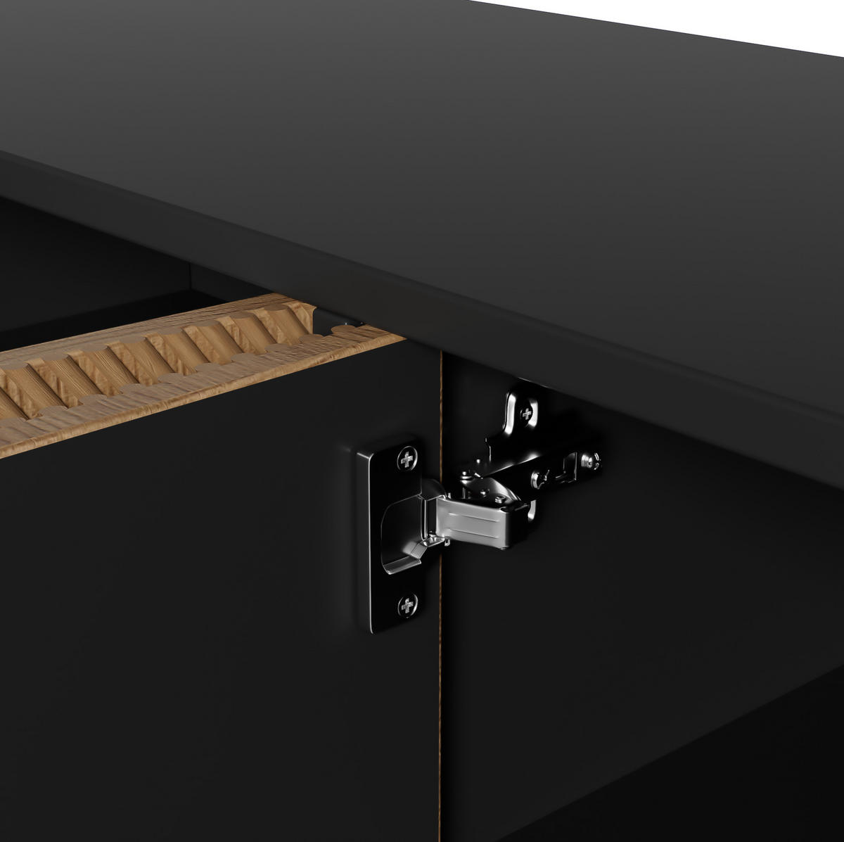 KOMMODE aus MDF & Spanplatte 160x40x75cm in Schwarz mit Soft-Close - Schwarz, Holzwerkstoff (160/75/40cm) - Modfu