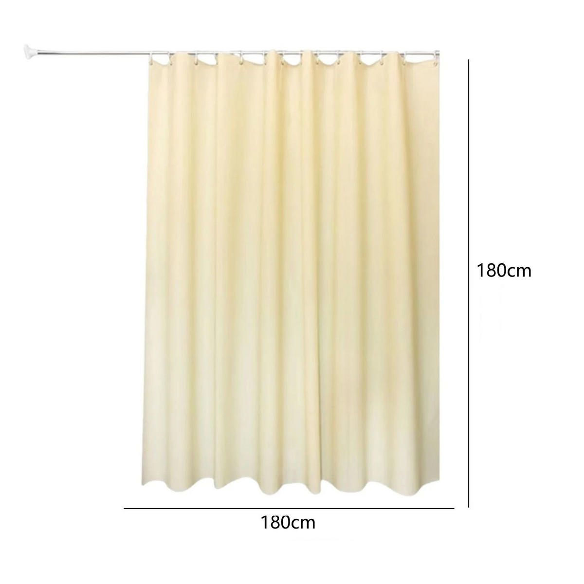 DUSCHVORHANG Beige PEVA modern wasserdicht schimmelresistent mit Haken - Gelb, Kunststoff (180/180cm) - MCBOSON