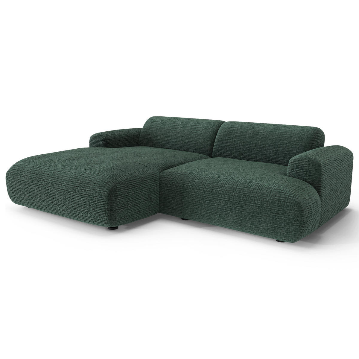 ECKSOFA LINKS Gemusterter Samt Smaragdgrün 266cm - Smaragdgrün, Textil (165/266cm) - Sia Home