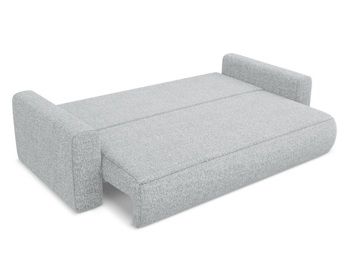 3-SITZER SOFA mit Schlaffunktion Strukturstoff Stoff Grau - Silberfarben/Schwarz, Kunststoff/Textil (238/82/105cm) - Makamii