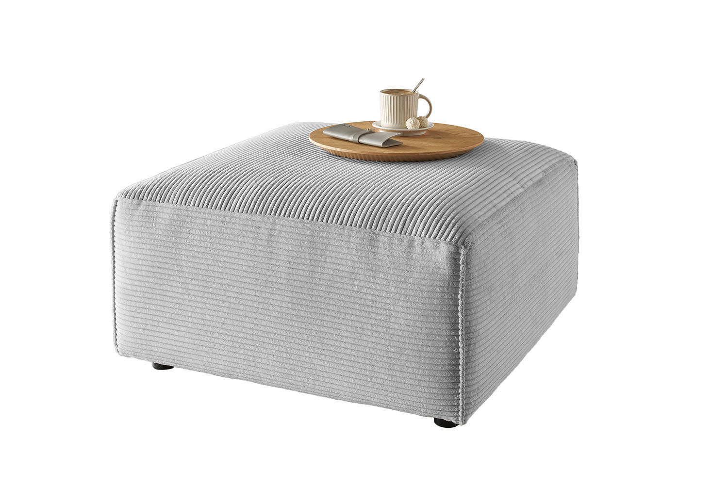 Kawola Polsterhocker Hellgrau 80x42x80 cm