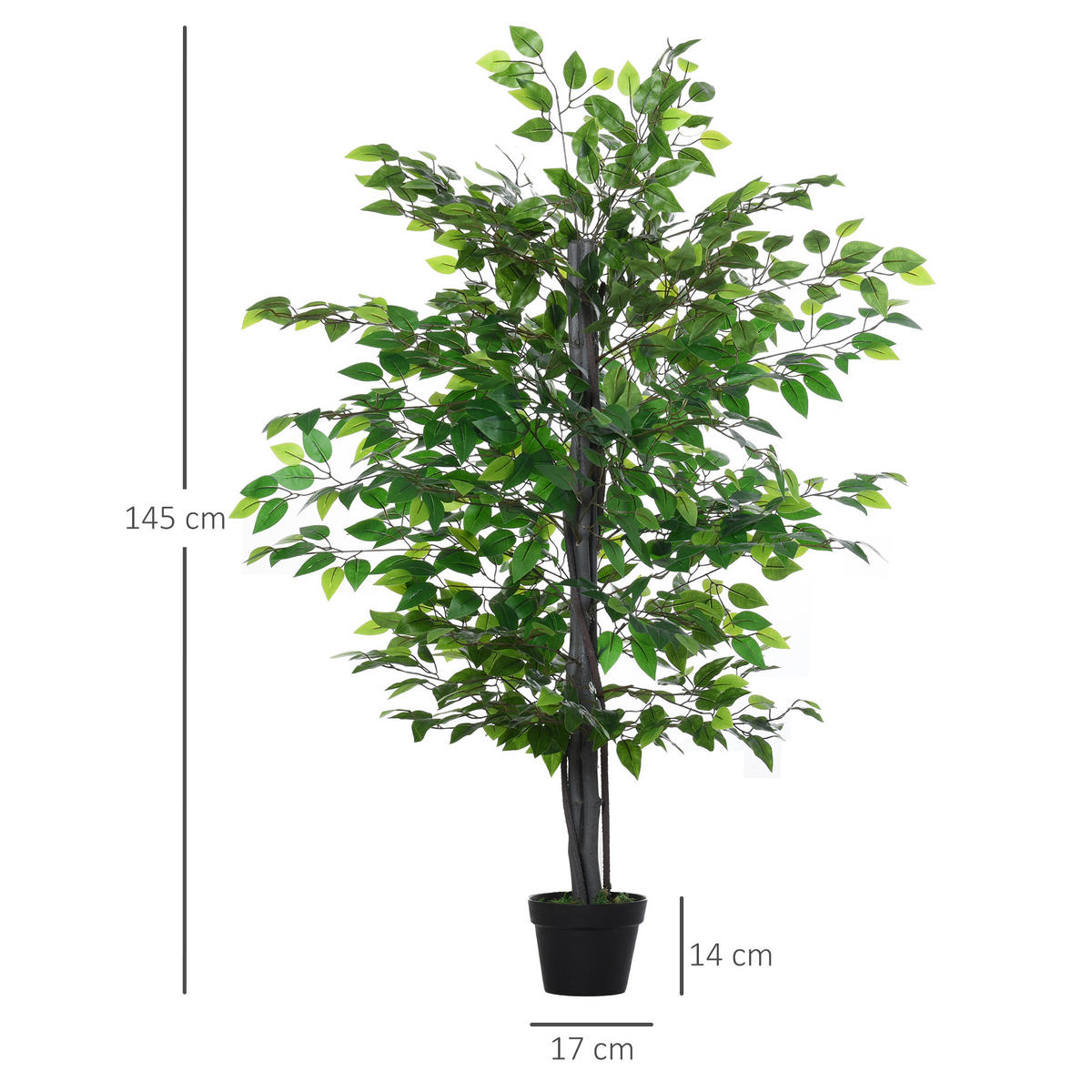 KÜNSTLICHE Pflanzen, PE, PP, Zement Grün - Grün, Kunststoff (145cm) - Outsunny