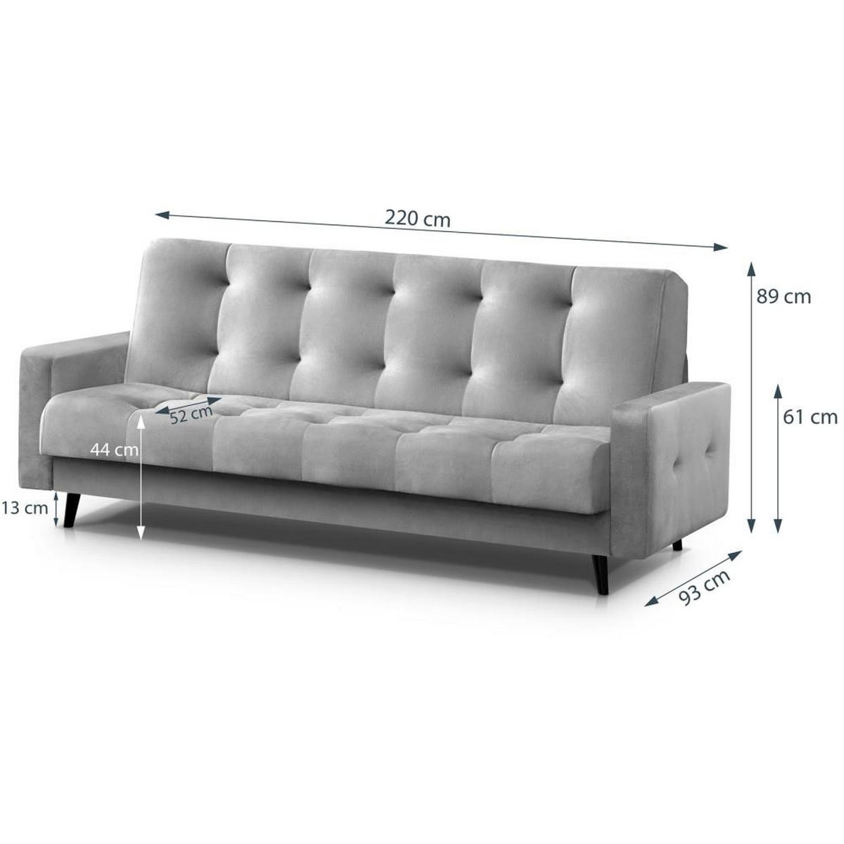 3-SITZER Schlafsofa Nancy Bis hellgrau - Hellgrau, Holz/Textil (220/89/93cm) - Beautysofa