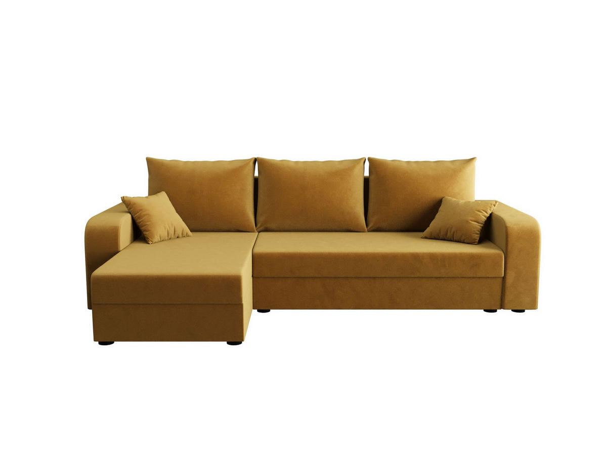 ECKSOFA HEWLET L BIS Itaka 33 Links mit Schlaffunktion - Currygelb, Textil (240/140cm) - Bedante