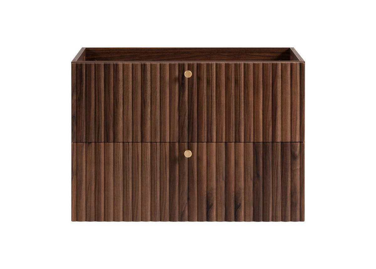 WASCHBECKENUNTERSCHRANK BELLO geriffelt Walnuss 80/57/46 cm - Walnussfarben, Holzwerkstoff/Metall (80.2/57/46cm) - Rodan