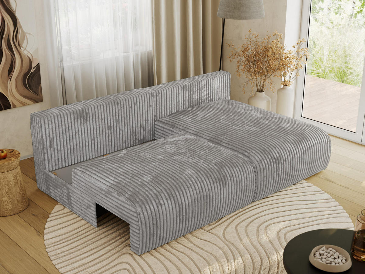 ECKSCHLAFSOFA VIVO L Grau Cord - rechts - Schwarz/Grau, Kunststoff/Textil (150/223cm) - MKS
