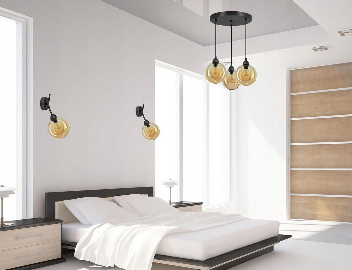 PENDELLEUCHTE Kogel - Transparent/Schwarz, Glas/Metall (35/35/80cm) - kiki design