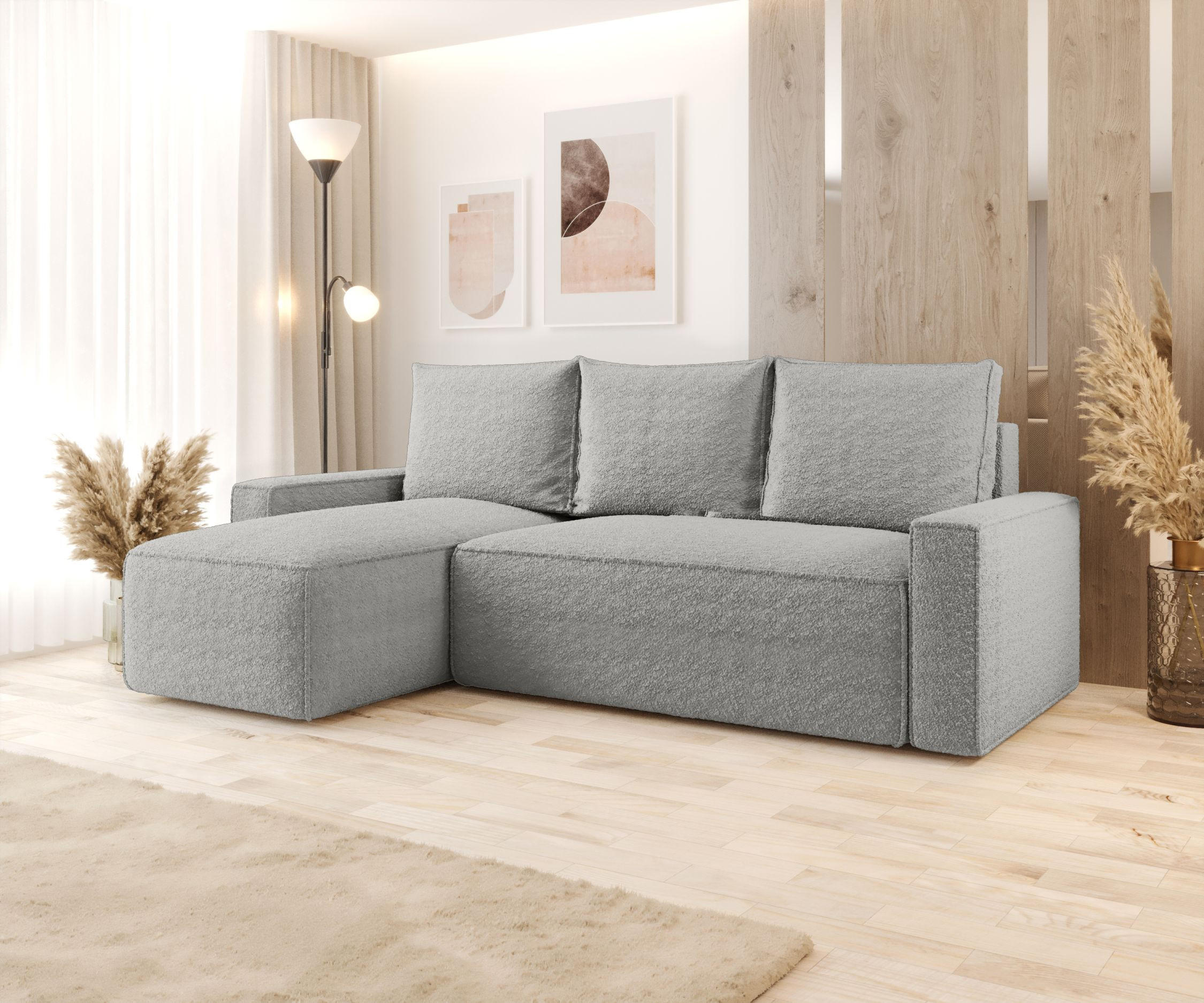 ECKSOFA mit Schlaffunktion SAVIO Quelle 83 Links - Grau, Textil (232/140cm) - Bedante