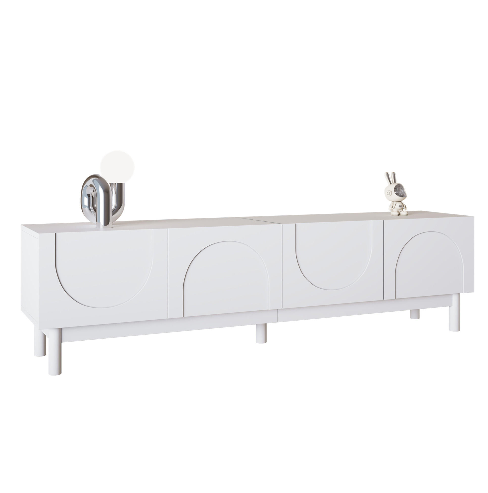TV-SCHRANK 169/34/45,5 cm schwarz MDF mit 4 Türen und Regalen - Weiß, Holzwerkstoff (169/45.5/35cm) - OKWISH