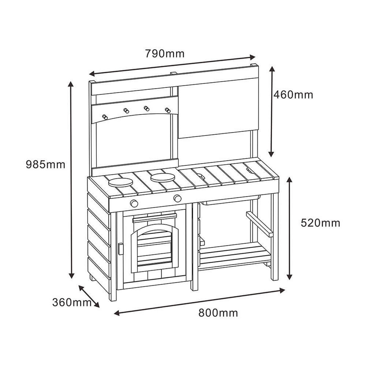 MATSCHKÜCHE MUDINO - Farbe: Grau - Grau, Holz (80/98/42cm) - Home Deluxe