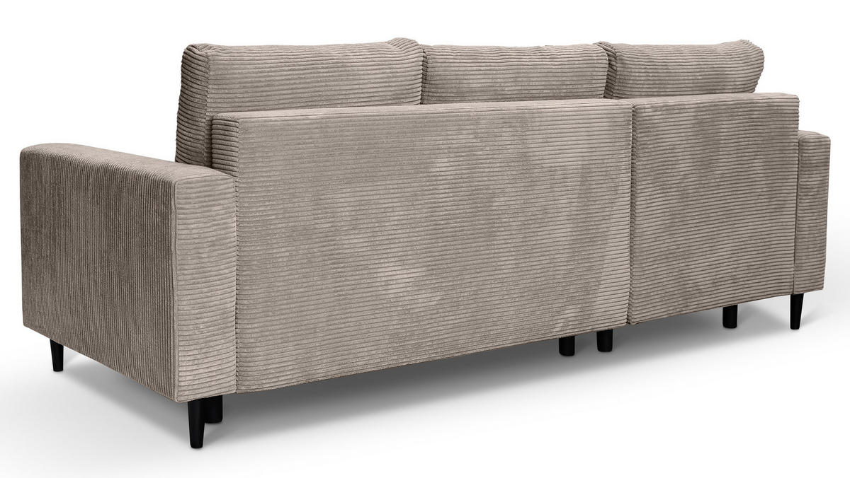 ECKSOFA Nalika Beige mit Cordbezug - Beige/Schwarz, Holz/Textil (230/143cm) - Selsey