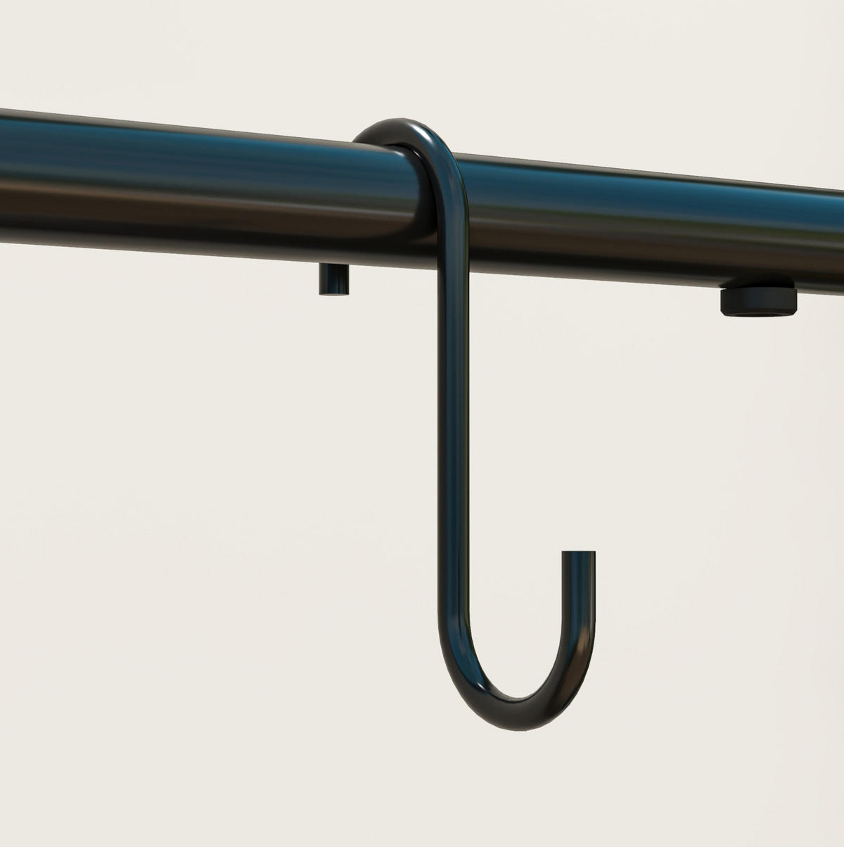 STOJAN na kvety 75/25/137 cm čierny z kovu s 3 policami, závesnou tyčou a háčikmi - čierna, kov (25/137/75cm) - OKWISH