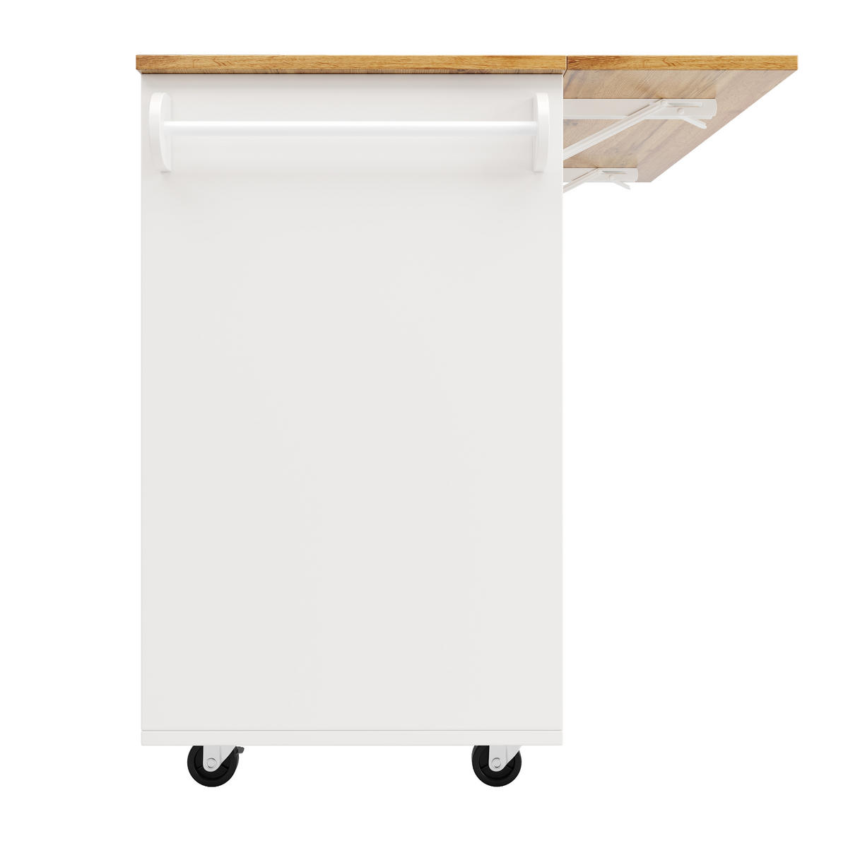 KÜCHENINSEL 137,5/40/95,6 cm weiß mit Klapptisch mit Snackregalen - Weiß, Holzwerkstoff (137.5/95.6/65cm) - OKWISH