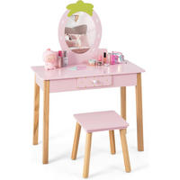 SCHMINKTISCH Set für Kinder Pink - Pink, Holz (70/100/34cm) - COSTWAY