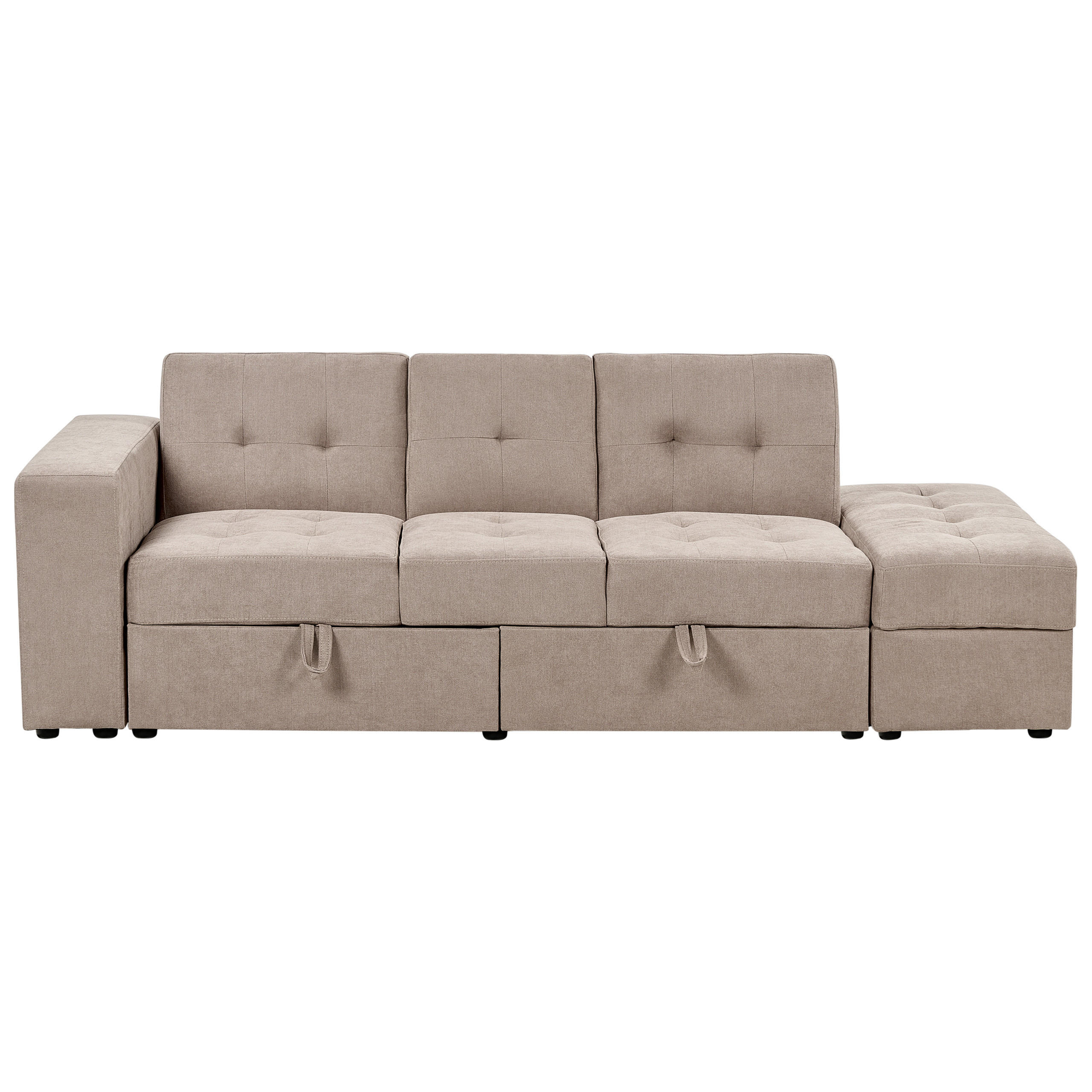 CANAPEA EXTENSIBILĂ cu 3 locuri textil maro deschisă cu spațiu de depozitare Falster - maro deschis, material textil (210/75/94cm) - Beliani