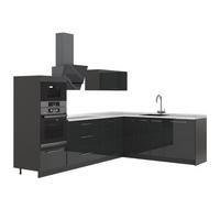 KUHINJA U OBLIKU SLOVA L Fame-Line, Antracit visokog sjaja/Antracit, 287 x 207 cm, RP Mramor - crna visoki sjaj/antracit, drvni materijal (287/153.6/60cm) - Vicco