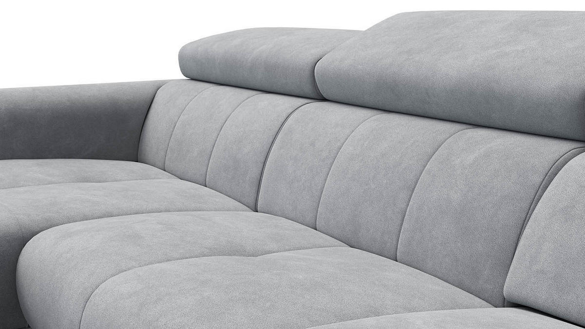 ECKSOFA RODEN 4-Sitzer mit Relax, hellgrau, Veloursstoff - Hellgrau, Holz/Textil (268/92cm) - Wozimo