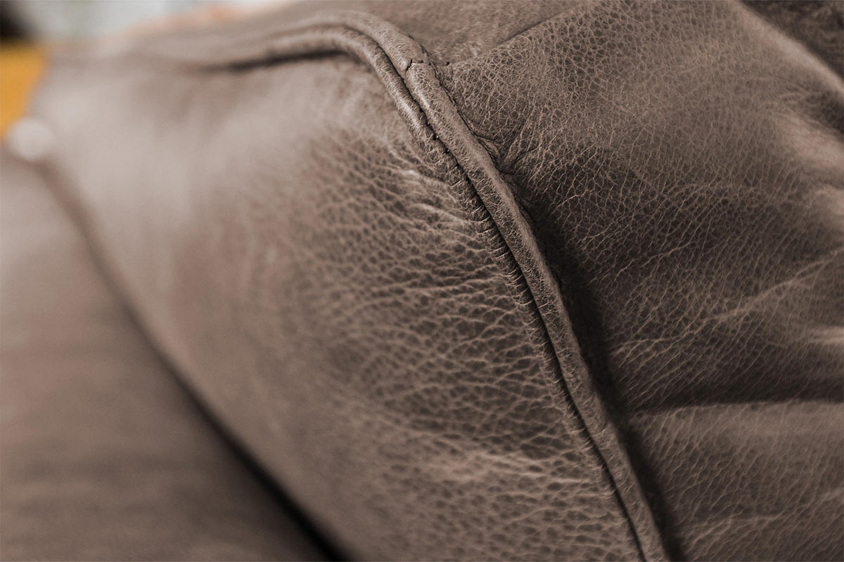 ECKSOFA BLOOM Taupe Leder - Taupe/Schwarz, Leder (276/177cm) - KAWOLA