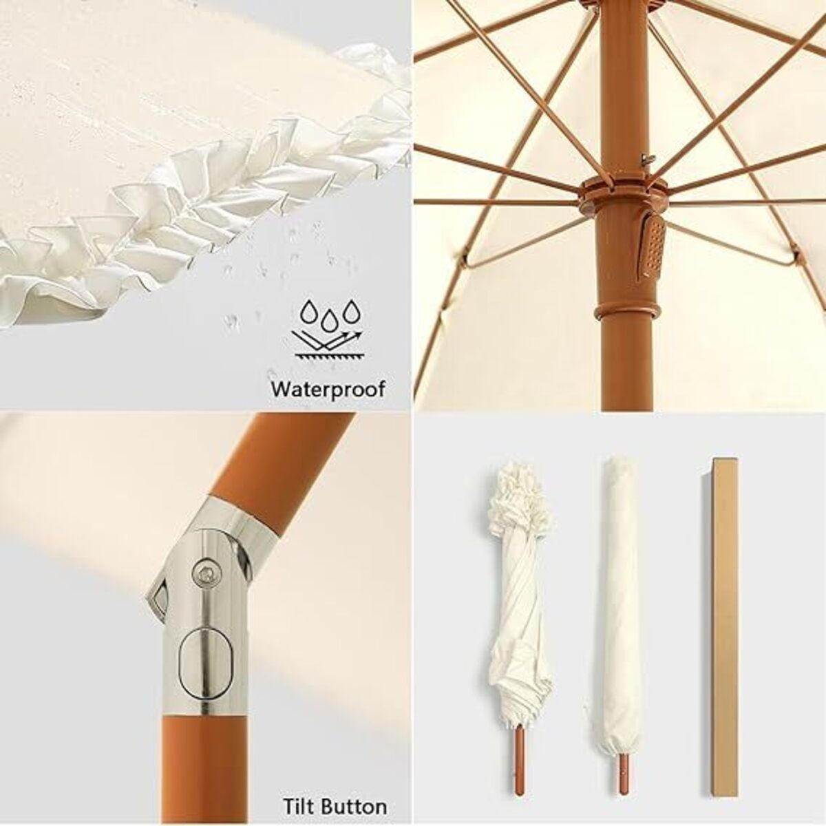 SONNENSCHIRM, gebrochenes Weiß, UPF≥50+, Schirmdurchmesser: 162 cm - Ecru, Textil (162/162cm) - Authentics