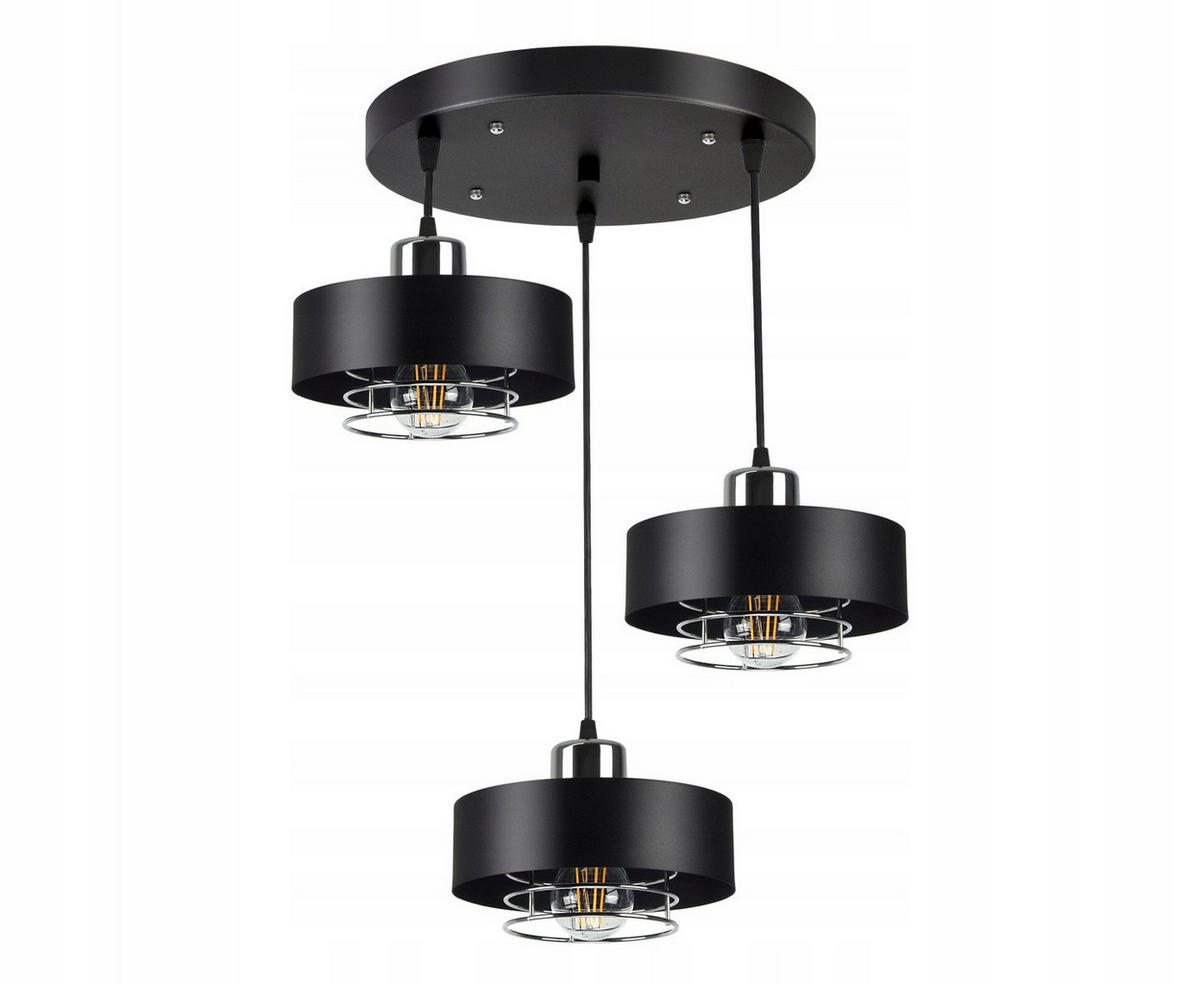 PENDELLEUCHTE EDISON - Silberfarben/Schwarz, Metall (42/42/70cm) - kiki design