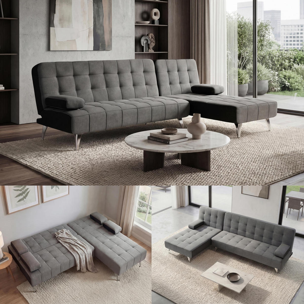SCHLAFSOFA Anthrazit - Anthrazit, Textil (236/95cm) - MCW