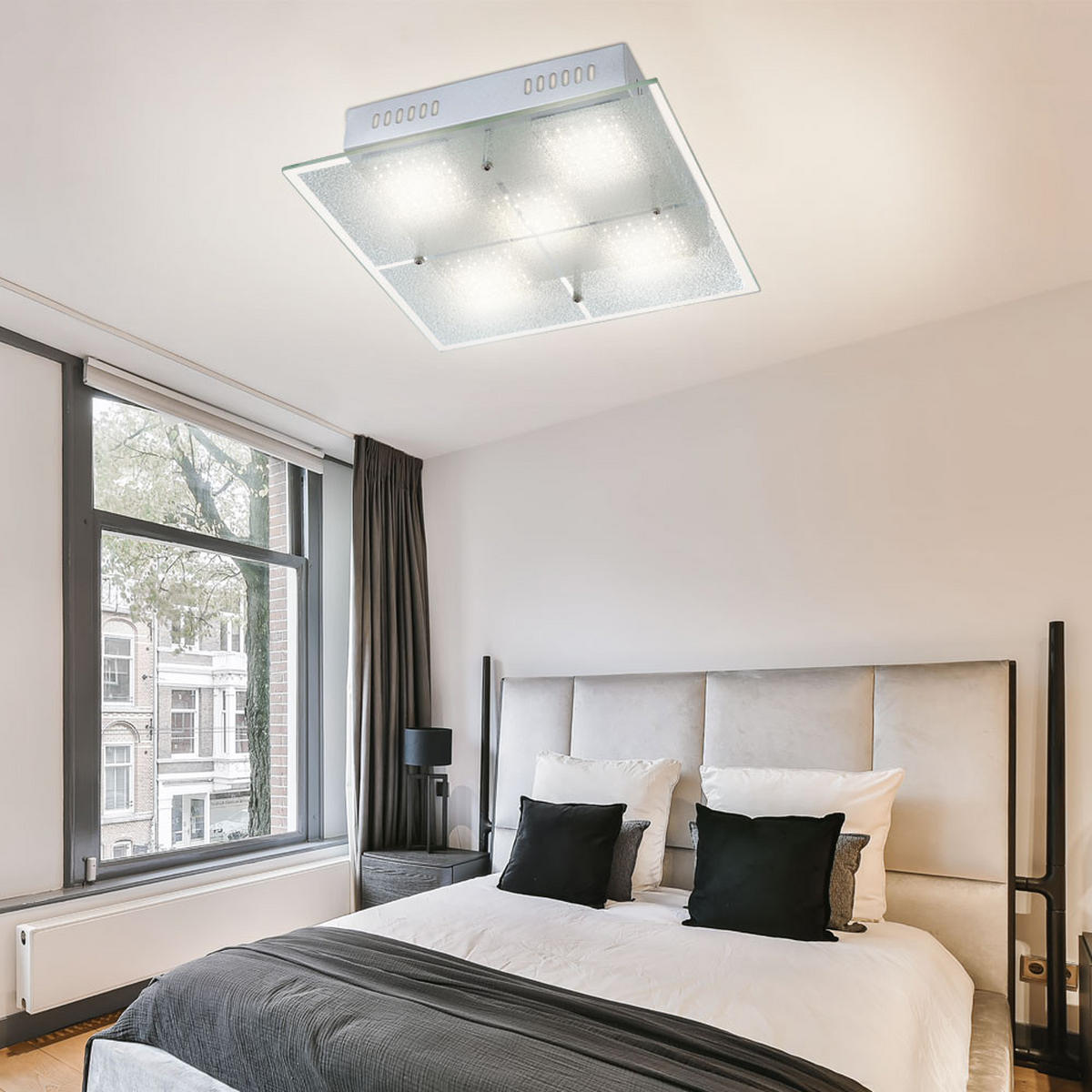 LED DECKENLEUCHTE Metall Chrom Silber - Silberfarben, Glas (28/28/6.2cm) - Globo Lighting