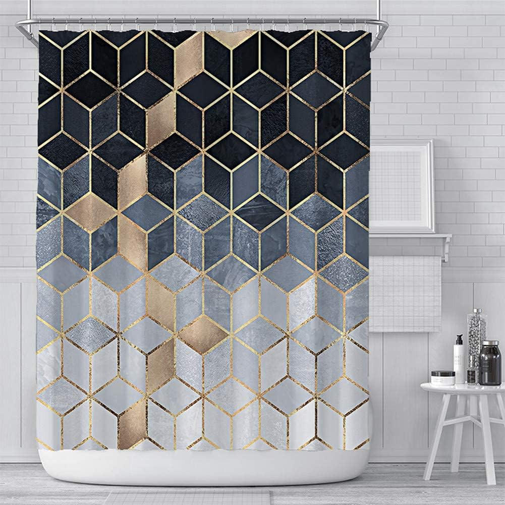 DUSCHVORHANG Weiß Marmor Stoff Standard wasserdicht waschbar 90 x 180 cm - Schwarz, Textil (90/180cm) - MCBOSON