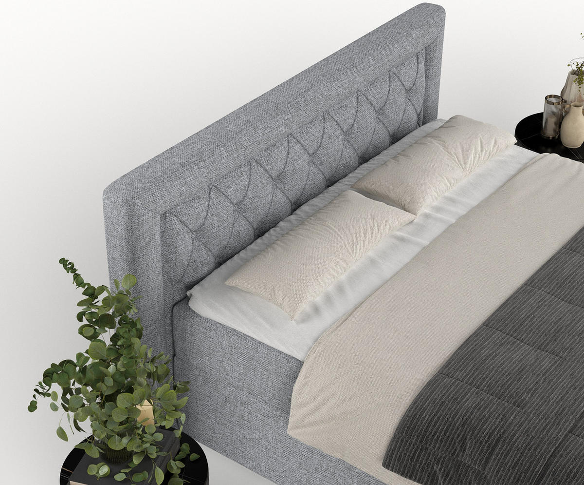 BOXBETT Jayleen Grau 140/200 cm - Schwarz/Grau, Holz/Holzwerkstoff (140/200cm) - Maison de Reve