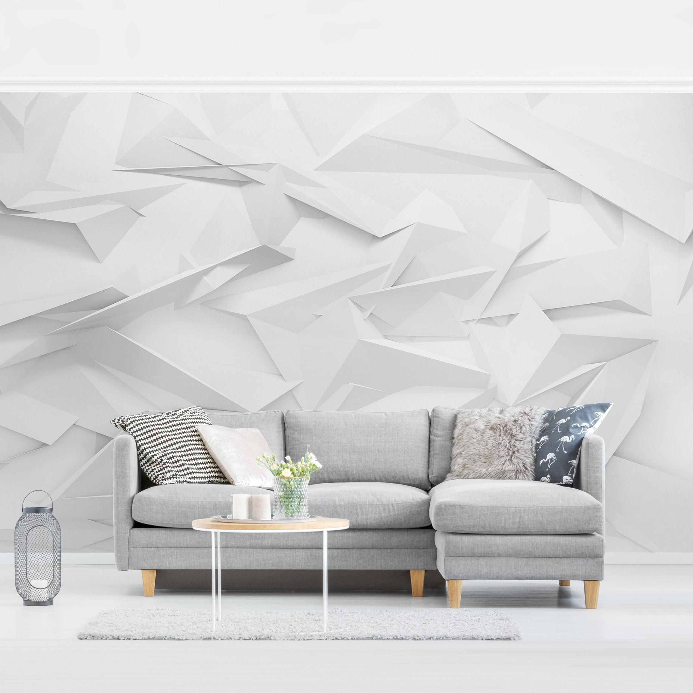 FOTOTAPETE Abstrakte 3D Optik 384/255 cm - Weiß, Papier (384/255cm) - Bilderwelten