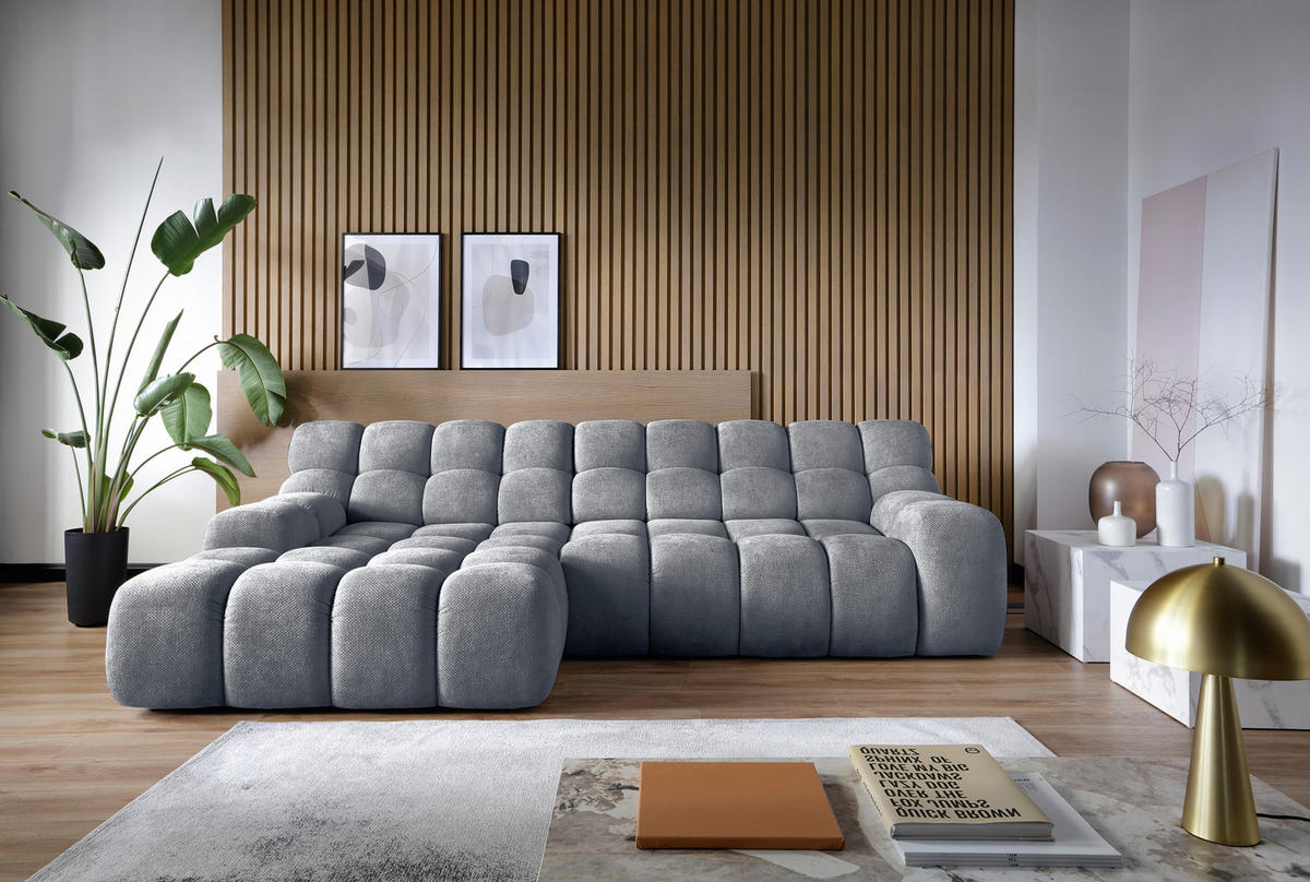 ECKSOFA CAMPILE mit elektrisch verschiebbarem Sitz, Dunkelgrau, Links - Grau, Holz/Textil (119/288cm) - DomoHome