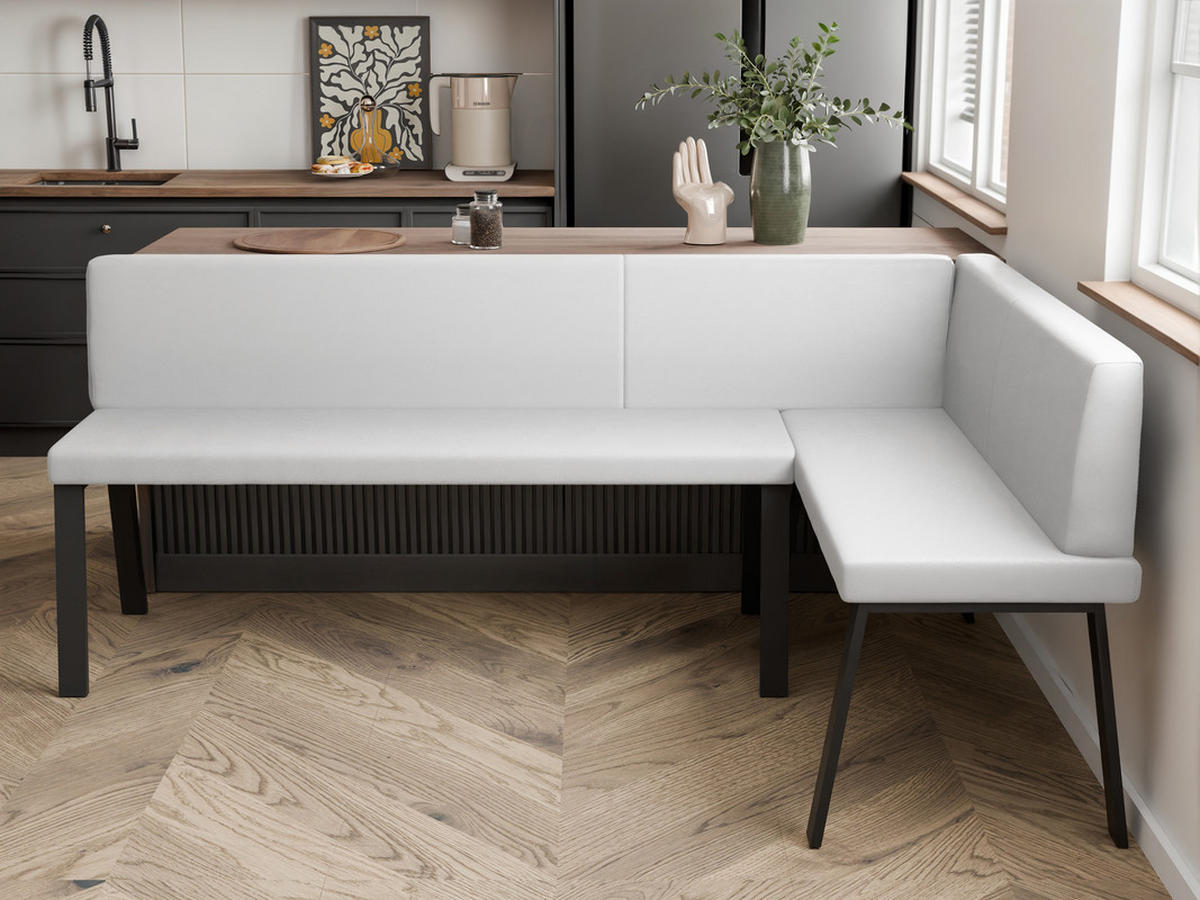 ECKBANK rechts MONO Y Kunstleder glatt, 142/196 cm Weiß - Weiß, Kunststoff/Textil (142/196cm) - Idohome