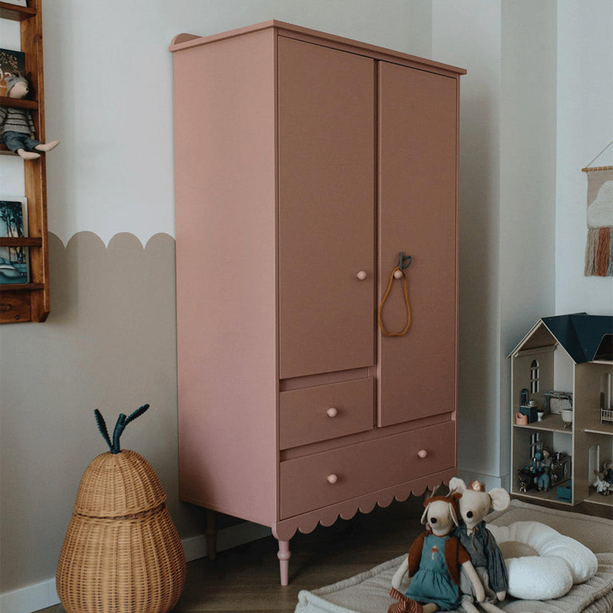 SKRIŇA 2 dvere Babushka Rose - pink, kompozitné drevo (104/183/50cm) - Petits-meubles