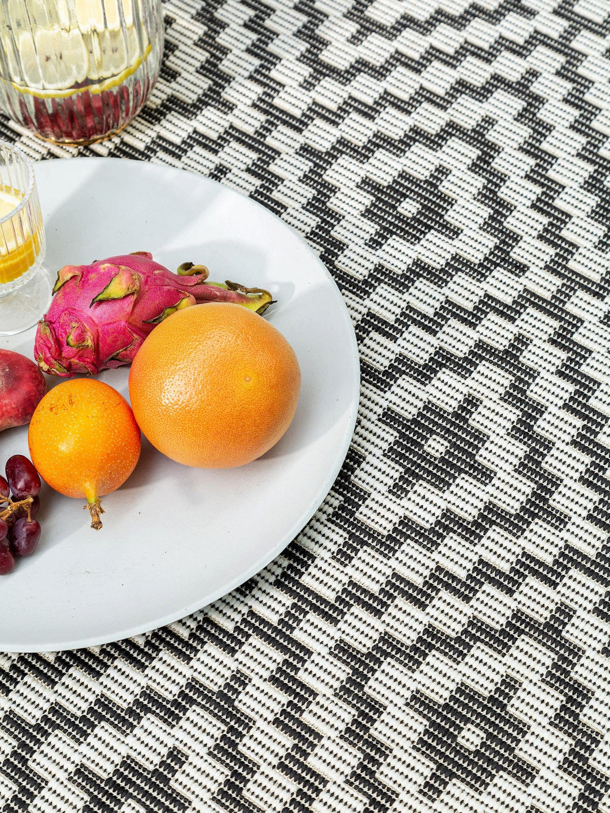 OUTDOORTEPPICH Metro Schwarz/Weiß 80x200 cm - Schwarz, Textil (80/200cm) - benuta Nest