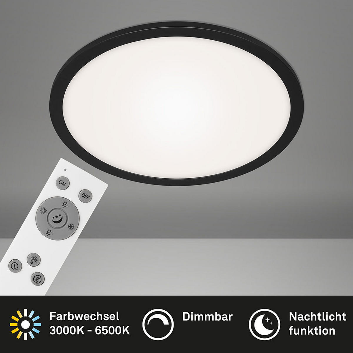 LED AUFBAU PANEL Schwarz - Schwarz, Metall (40/40/6.2cm) - Briloner