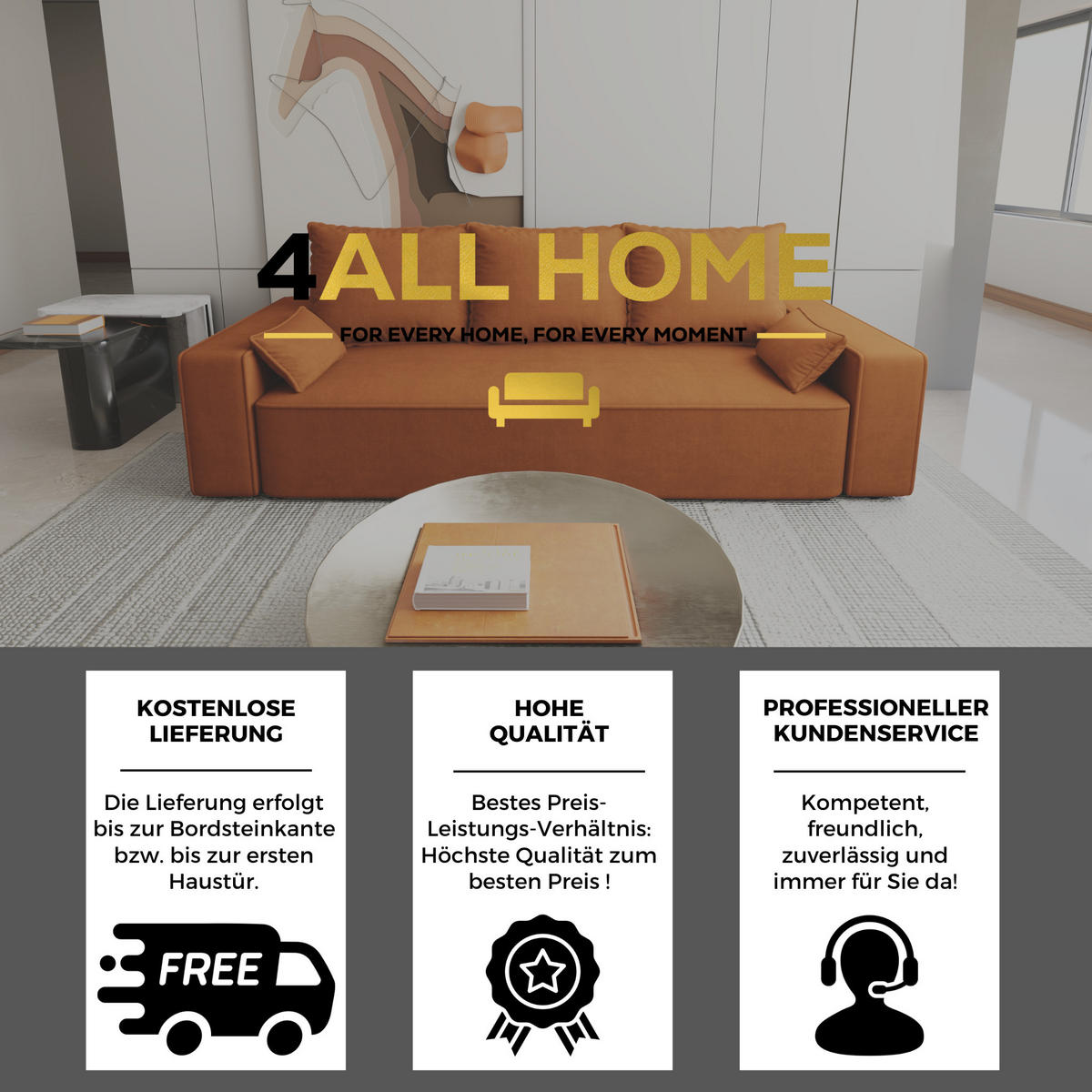 SOFA Veno mit Bettkasten und Schlaffunktion, Couch, Schlafsofa, Velourstoff - Rostfarben, Holzwerkstoff (242/85/95cm)