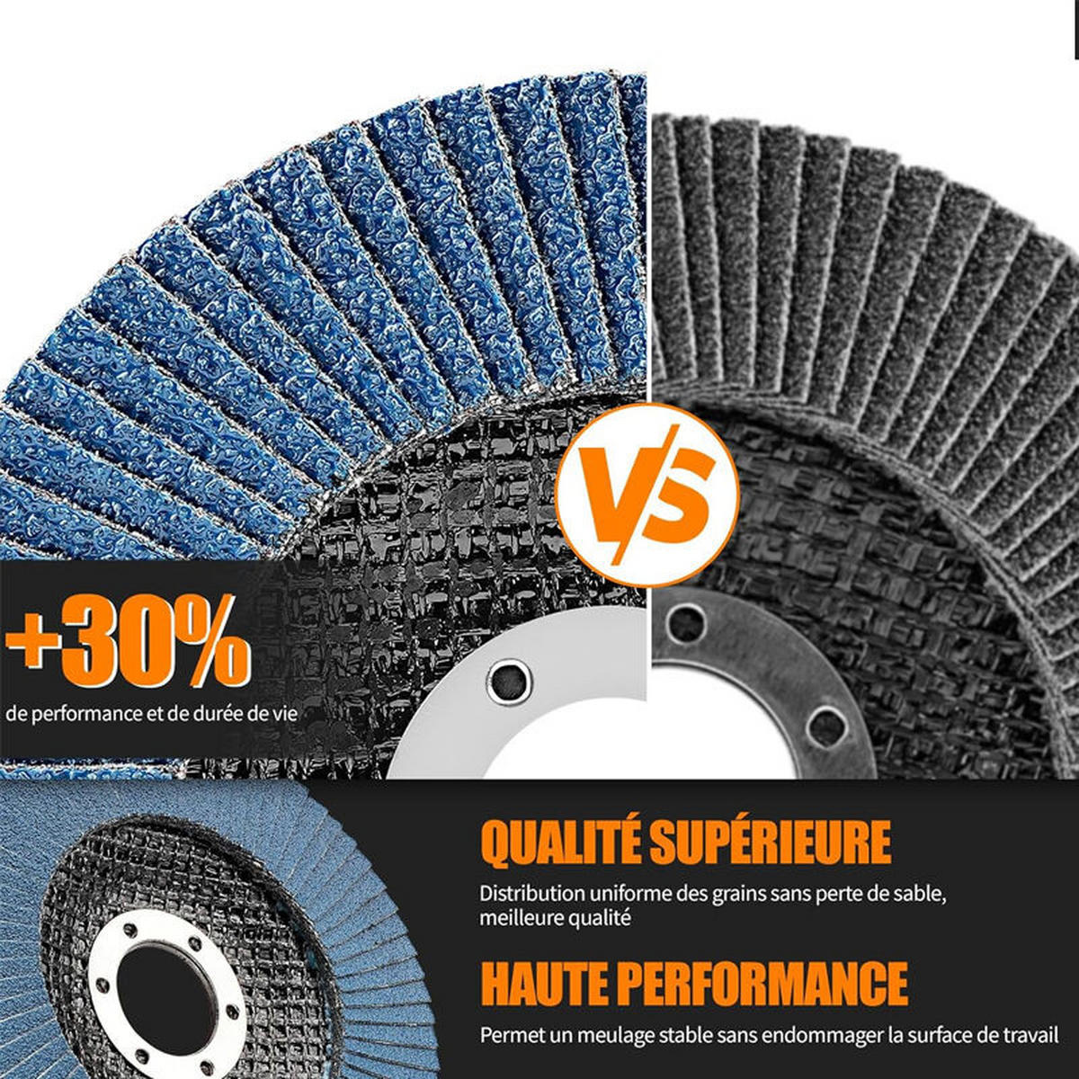 SCHLEIFSCHEIBEN – 10 Stück, 115 mm x 22 mm, Körnung 80 - Blau, Metall (11.5/11.5/1cm) - DCA