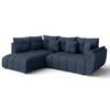 ECKSOFA L Form Corleone Blau 266/190/91 cm mit Schlaffunktion - Blau/Schwarz, Kunststoff/Textil (266/182cm) - AX Living