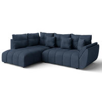 ECKSOFA L Form Corleone Blau 266/190/91 cm mit Schlaffunktion - Blau/Schwarz, Kunststoff/Textil (266/182cm) - AX Living