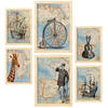 POSTER Set Mit 6 Vintage Ästhetische Karte Größe A3 & A4 Rahmen aus hellem Holz - Beige, Papier (29.7/1cm) - Nacnic
