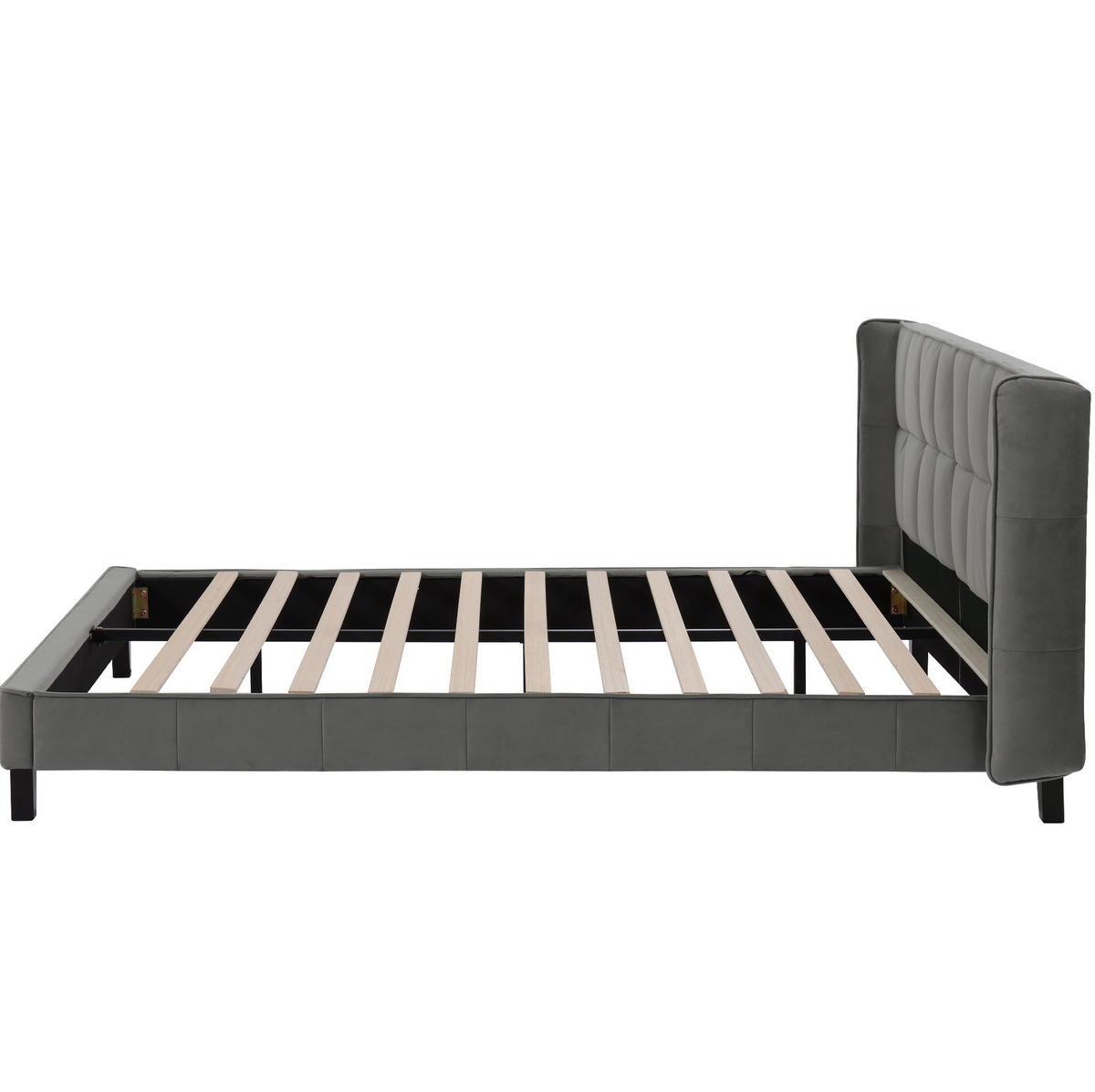 POLSTERBETT 180/200 cm mit Lattenrost & gepolstertem Kopfteil, Samt Grau - Grau, Textil (180/200cm) - Redom