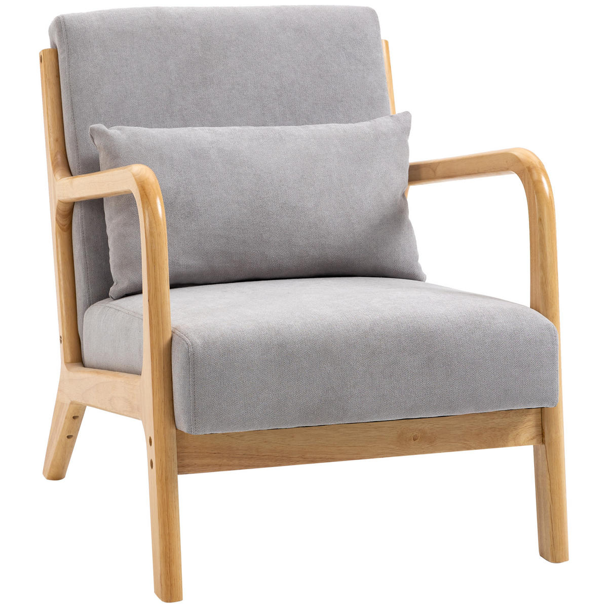 SESSEL mit Armlehne, Lendenkissen, Grau - Grau, Textil (78/76/61cm) - HOMCOM
