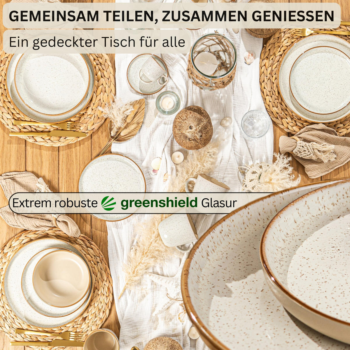 DESSERTTELLER SET RIO CREME - 6 teilig aus Steingut - Creme, Stein (32cm) - Sänger
