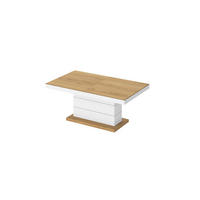 COUCHTISCH rechteckig Eiche Natur Weiß Hochglanz auziehbar höhenverstellbar 120/70/50 cm - Weiß Hochglanz/Eichefarben, Holzwerkstoff (70/120/50cm)